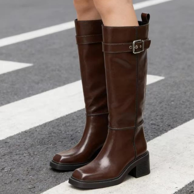 Vintage Fashion Designers - British Style Brown Knee Boots Women