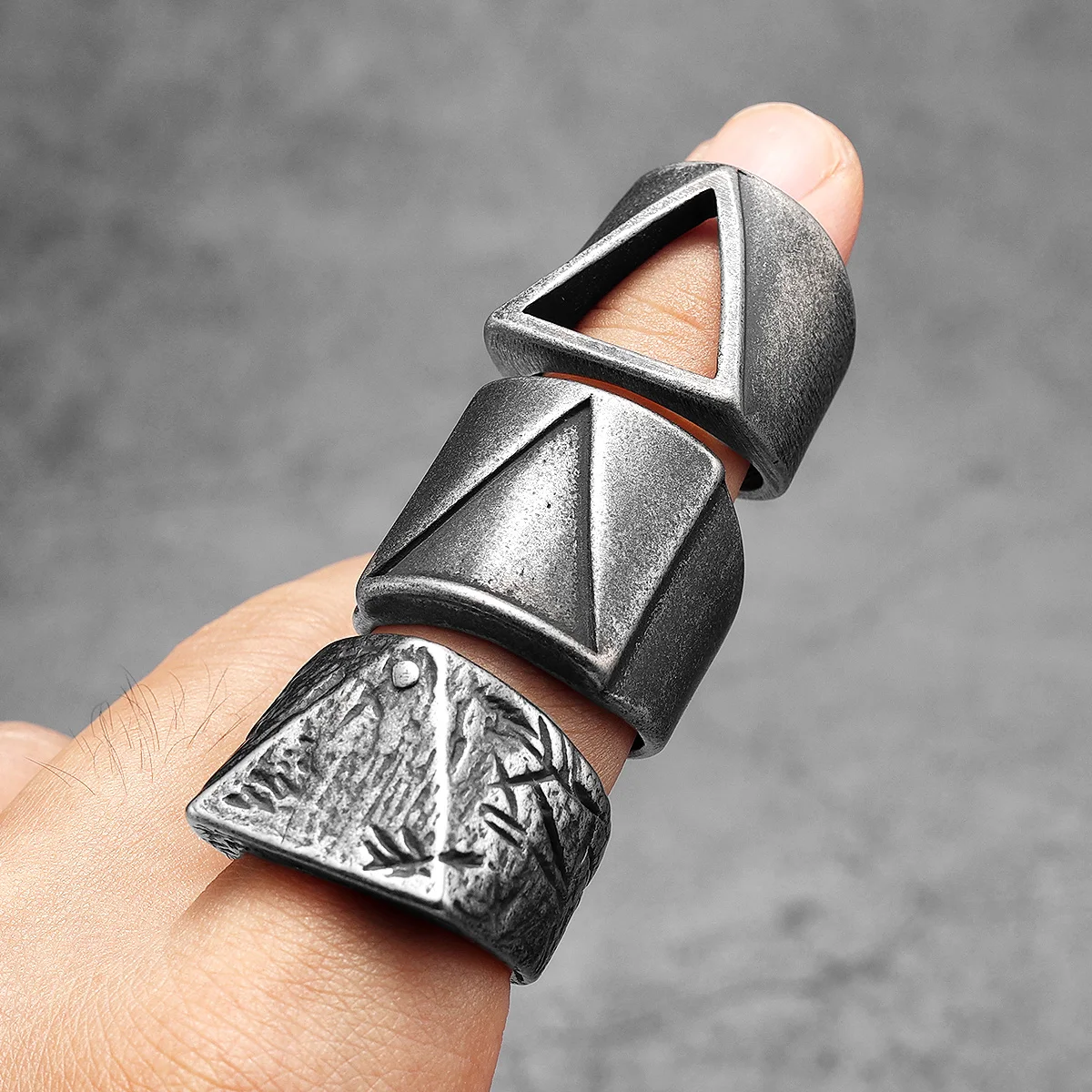 Retro Triangle Men Rings Stain - Vintage Fashion Newtown review and price