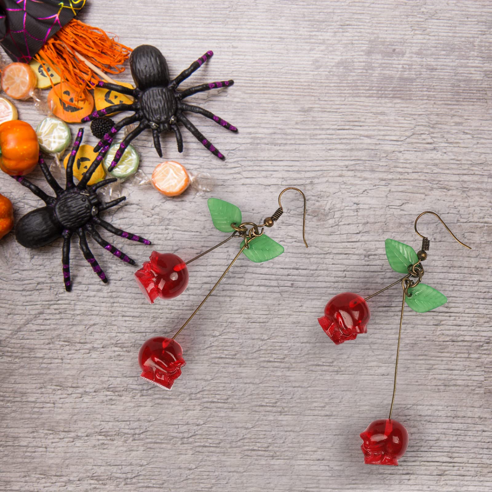 Skull Cherry -Red Skulls Earri - Quirky Vintage Fashion review and price