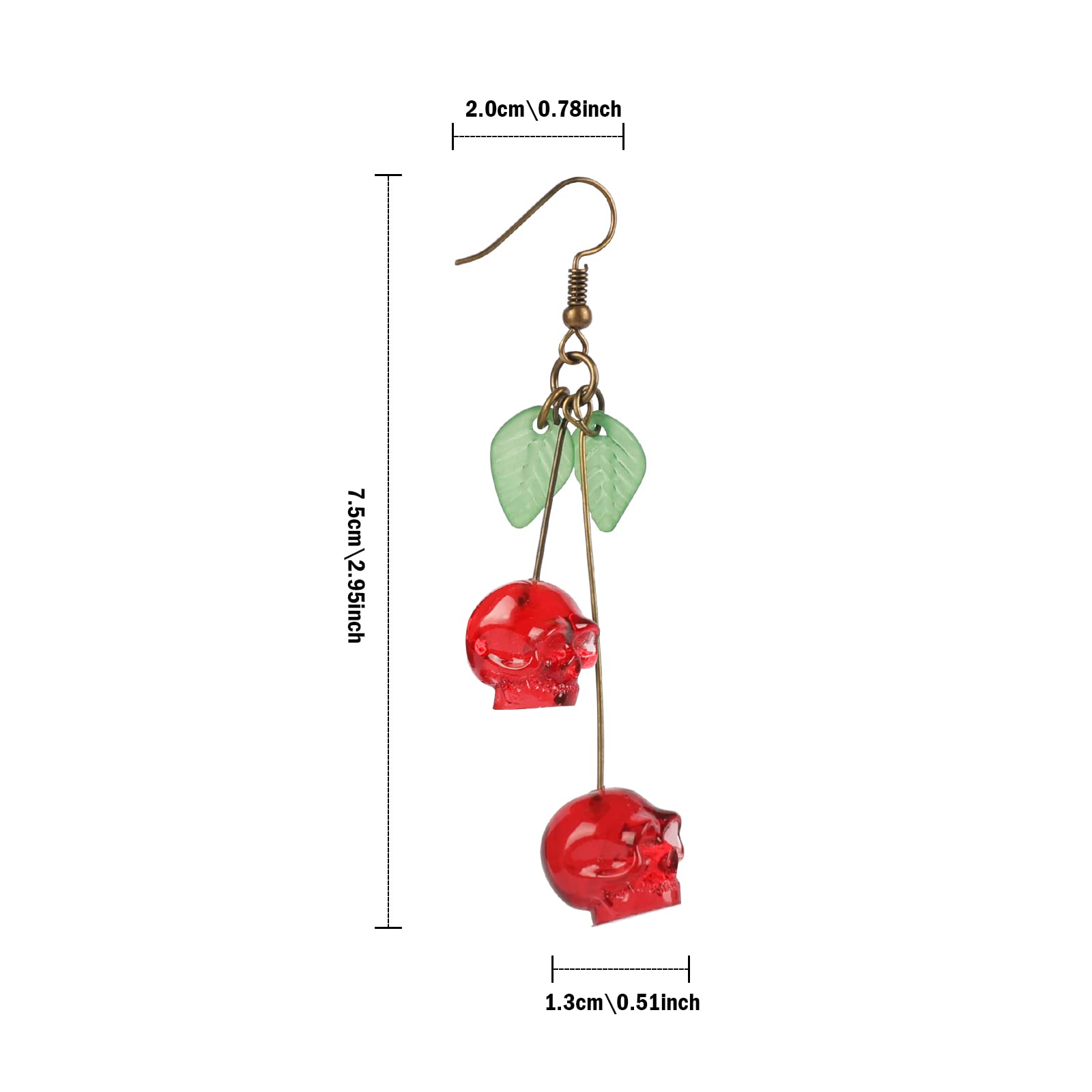 Skull Cherry -Red Skulls Earri - Quirky Vintage Fashion review and price