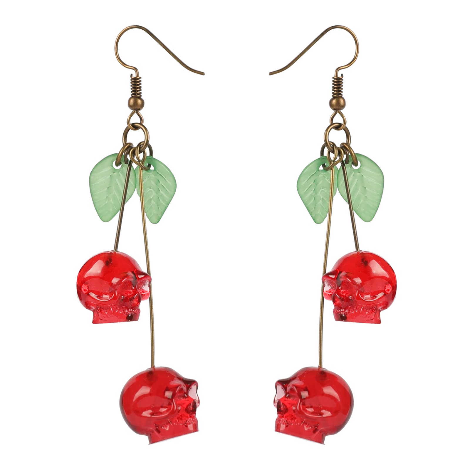 Skull Cherry -Red Skulls Earri - Quirky Vintage Fashion review and price