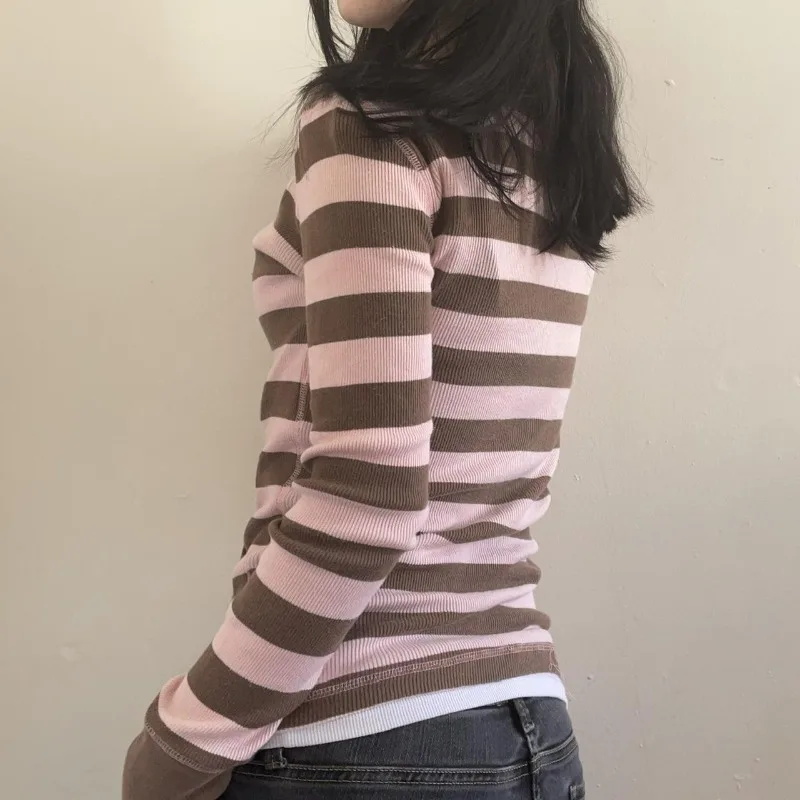 Winter T-shirt Stripe Fake 2Pi - Vintage Fashion Korea review and price