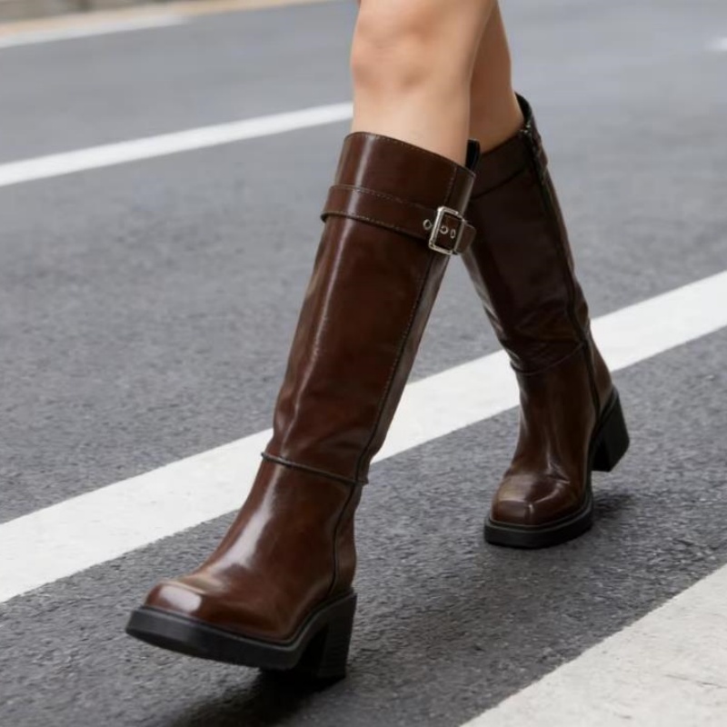 British Style Brown Knee Boots - Vintage Fashion Designers review and price