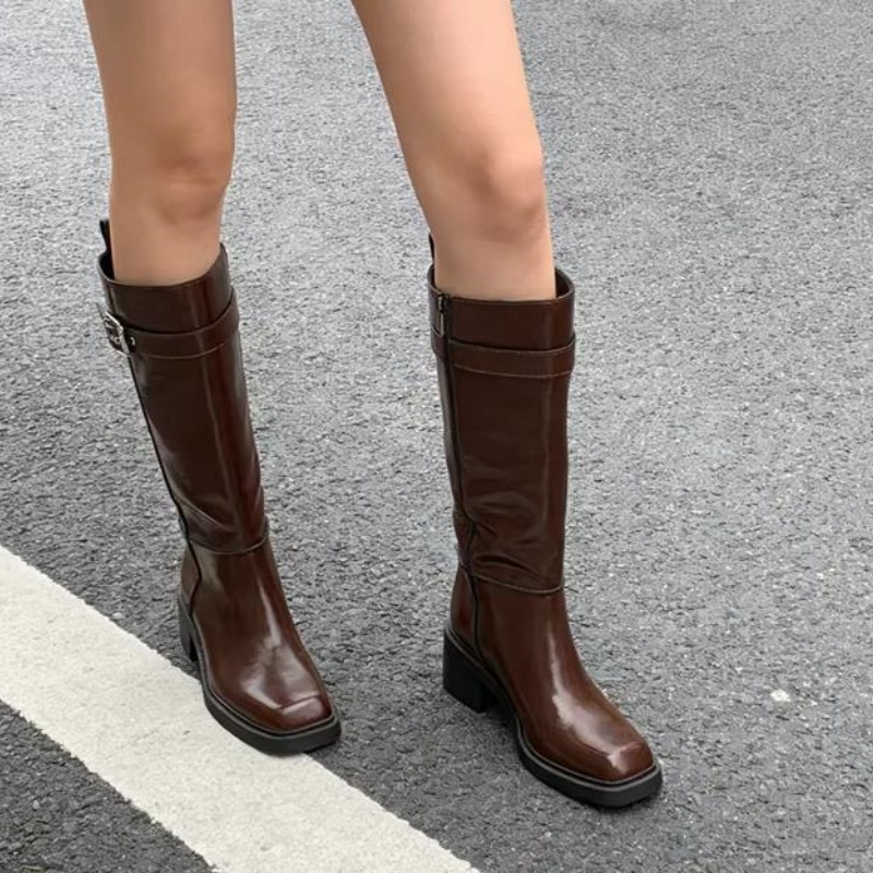 British Style Brown Knee Boots - Vintage Fashion Designers review and price