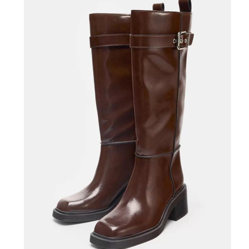 British Style Brown Knee Boots - Vintage Fashion Designers review and price
