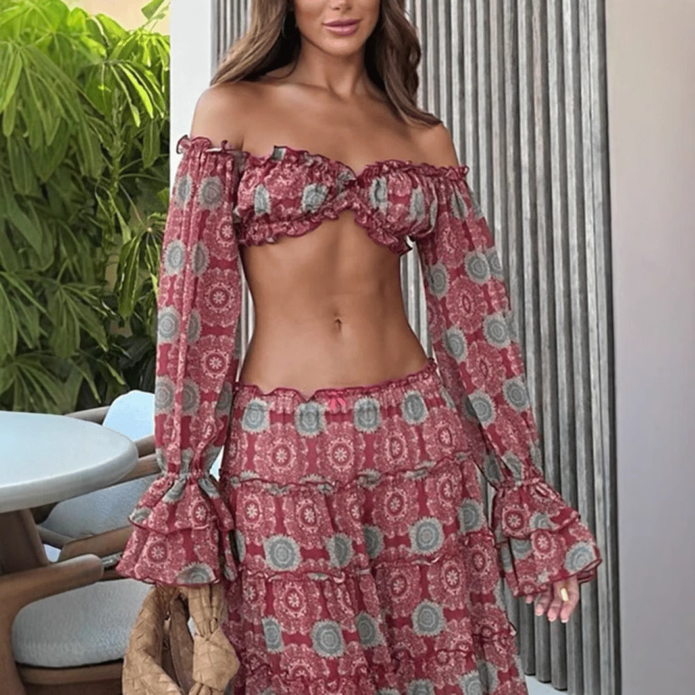 Vintage Print Skirt Two Piece  - Vintage Fashion Pieces review and price