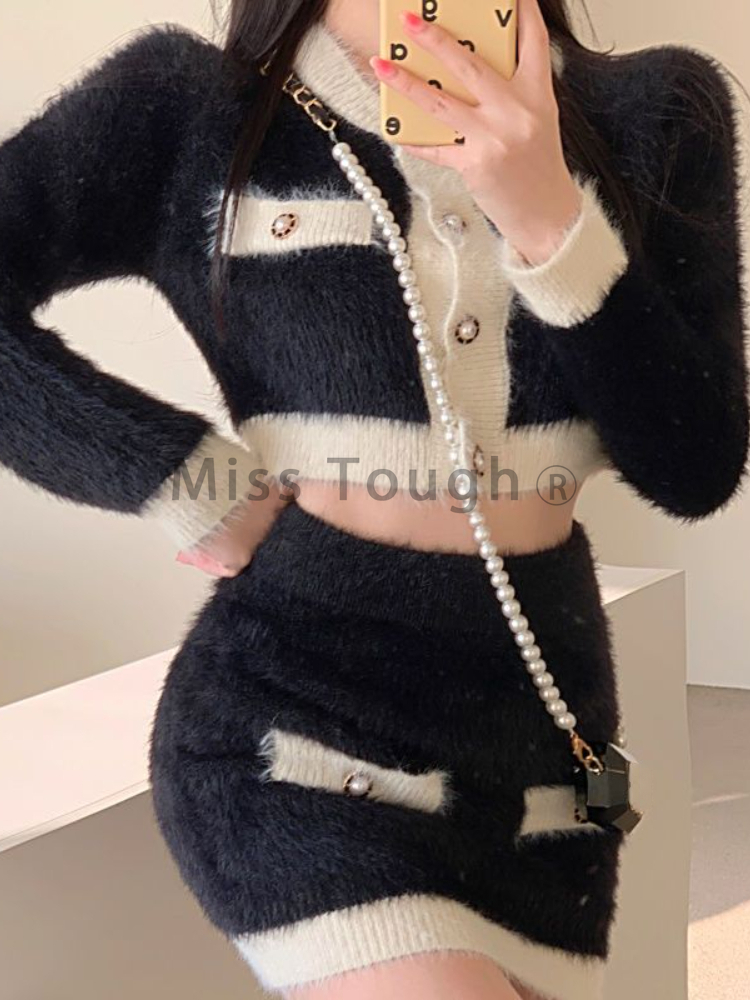 Winter Fluffy Knit 2 Piece Set - Vintage Fashion Pieces review and price