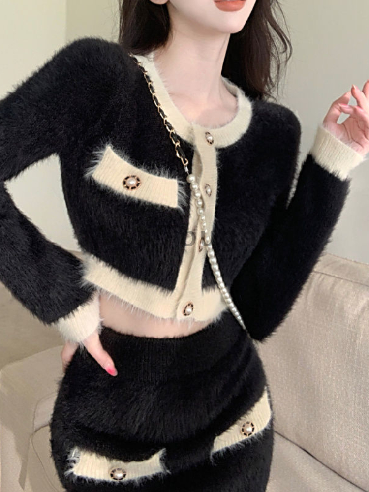 Winter Fluffy Knit 2 Piece Set - Vintage Fashion Pieces review and price