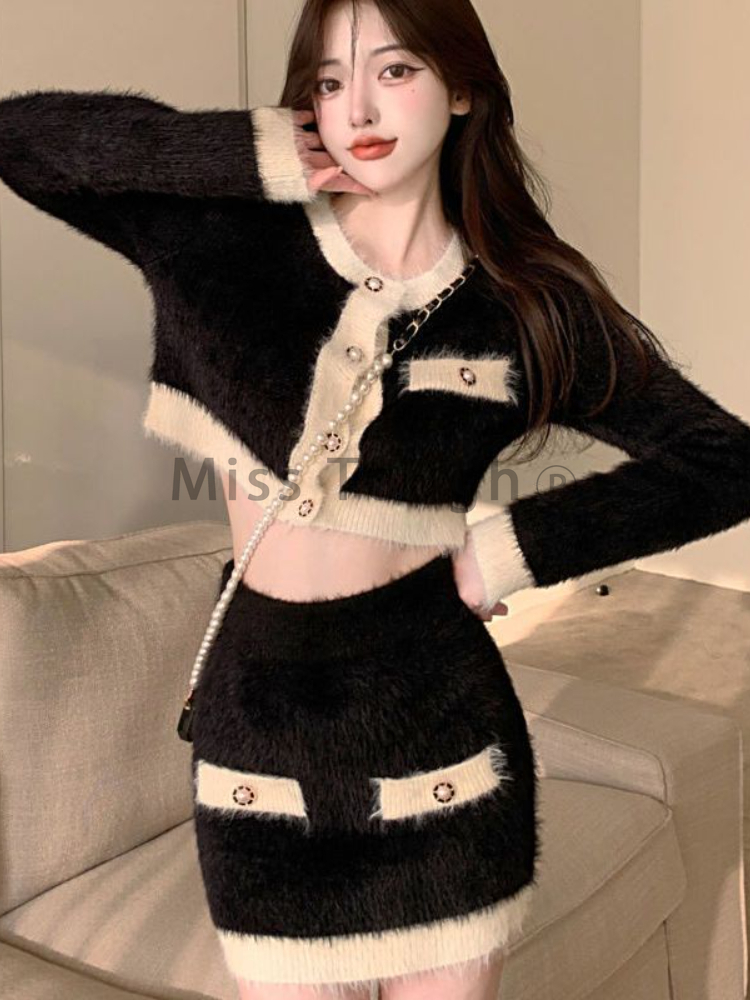 Winter Fluffy Knit 2 Piece Set - Vintage Fashion Pieces review and price