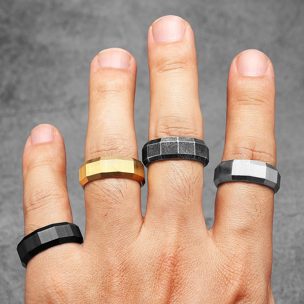 Geometric Cuts Men Rings Stain - Vintage Fashion Newtown review and price