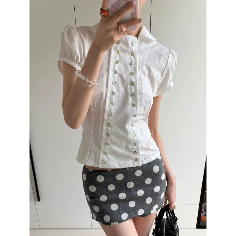 Y2K Japanese Vintage Blouse Pu - Vintage Fashion Korea review and price